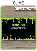 Printable Slime Party Thank You Note Cards - Favor Tags - Slime Birthday Party theme - Editable Template - Instant Download via simonemadeit.com
