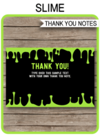 Printable Slime Party Thank You Note Cards - Favor Tags - Slime Birthday Party theme - Editable Template - Instant Download via simonemadeit.com