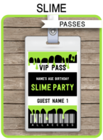 Slime Party VIP Passes template – green