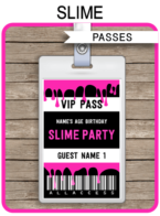 Slime Birthday Party VIP Passes | Slime Theme Party | Printable Template with editable text | INSTANT DOWNLOAD via simonemadeit.com