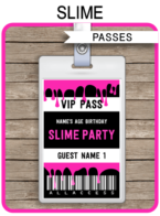 Slime Party VIP Passes template – pink