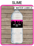 Slime Party Water Bottle Labels template – pink