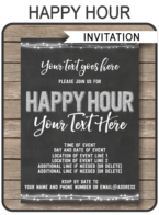 Printable Happy Hour Invitation Template | Happy Hour Invite | Chalkboard & Silver Glitter | Baby Shower | Cocktail Party | Work Drinks | Editable & Printable Template | Instant Download via simonemadeit.com