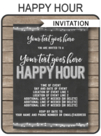 Printable Happy Hour Invite Template | Happy Hour Invitation | Chalkboard & Silver Glitter | Staff Appreciation | Cocktail Party | TGIF Work Drinks | Editable & Printable Template | Instant Download via simonemadeit.com