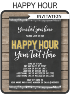 Chalkboard Happy Hour Invitation Template | Happy Hour Invite | Chalkboard & Gold Glitter | Baby Shower | Birthday Party | Cocktail Party | TGIF Work Drinks | Editable & Printable Template | Instant Download via simonemadeit.com