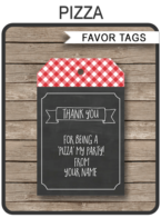 Pizza Party Favor Tags | Thank You Tags | Pizza Birthday Party Theme | Editable DIY Template | INSTANT DOWNLOAD via SIMONEmadeit.com