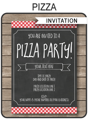 Pizza Birthday Party Invitations Party &#8211; Cute Party Dash