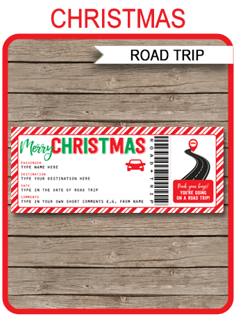 christmas road trip ticket template gift surprise road printable bowling birthday party invitations