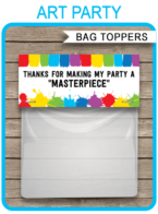 Art Party Favor Bag Toppers template