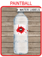 Paintball Party Water Bottle Labels template