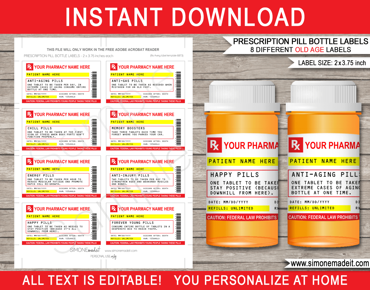 printable fake prescription labels That are Sassy | Jimmy Website