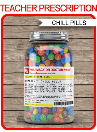 Teacher Chill Pills Label Template | Prescription | School ...
