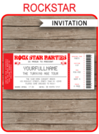 Printable Rock Star Party Ticket Invitations | Concert Ticket Invitations | DIY Editable Template | INSTANT DOWNLOAD via SIMONEmadeit.com