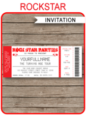 Printable Rock Star Party Ticket Invitations | Concert Ticket Invitations | DIY Editable Template | INSTANT DOWNLOAD via SIMONEmadeit.com