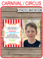 Carnival Photo Birthday Invitations template – colorful