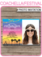 Festival Photo Birthday Invitations template – brights