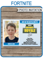 Printable Fortnite Theme Photo Invitation Template | Fortnite inspired Birthday Party invite | Hop on the Battle Bus | Game Bus | Editable & Printable Template | Instant Download via simonemadeit.com #fortniteinvitation