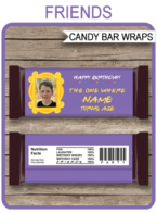 Printable Friends Theme Birthday Candy Bar Wrappers | The One Where has a Birthday Episode | Printable Hershey Chocolate Bar Labels | Friends TV Series | Personalized Candy Bars | Birthday Party Favors | Editable Template | INSTANT DOWNLOAD via simonemadeit.com