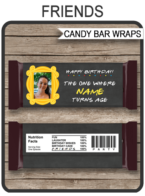 Printable Friends TV Show Hershey Candy Bar Wrappers | The One Where .. has a Birthday Episode | Chocolate Bar Labels | Friends Theme | TV Series | Personalized Candy Bars | Birthday Party Favors | Editable Template | INSTANT DOWNLOAD via simonemadeit.com