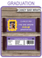Graduation Friends Candy Bar Wrappers template – purple