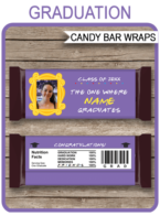 Graduation Friends Candy Bar Wrappers template – purple