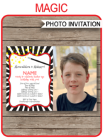 Printable Magic Photo Invitation Template | Magic Party invite | Magic Theme Party Printables | Editable & Printable Template | Instant Download via simonemadeit.com