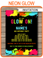 Neon Glow Party Invitations template – orange