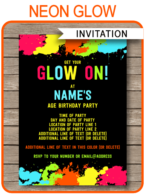 Neon Glow Party Invitations template – orange