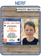 Nerf Photo Birthday Invitations template – blue camo
