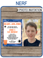 Nerf Photo Invitation Template | Nerf Birthday Party Invite with blue camo | Nerf Theme Party Printables | Editable & Printable Template | Instant Download via simonemadeit.com"