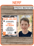 Nerf Photo Birthday Invitations template – gray camo