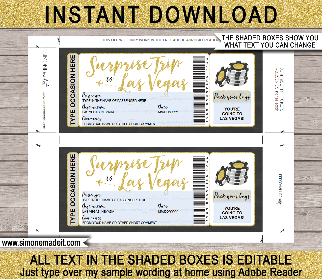 surprise trip to las vegas fake boarding pass template sample boarding pass template