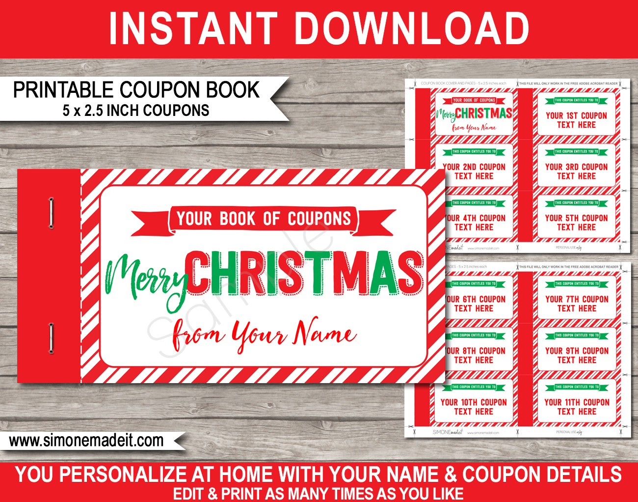 Xmas Coupon Ebook template photo relating to Printable Coupon Book identify Xmas Coupon E book template