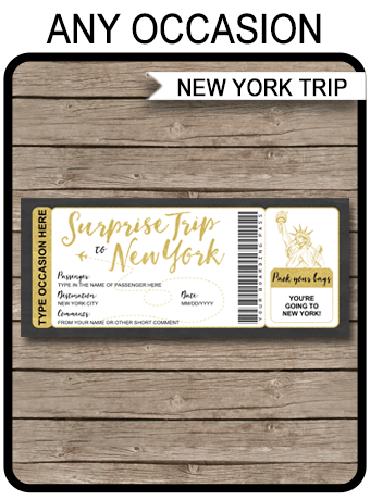 surprise trip to new york fake boarding pass template dance ticket template