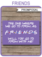 Printable Friends TV Show Promposal Signs | Episode The one where we go to Prom | Last Minute Promposal Idea | Friends TV Series Theme | Instant Download via simonemadeit.com