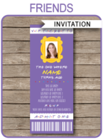 Friends TV Show Theme Birthday Ticket Invitation Template with photo | Printable Friends TV Series Invite | The One Where ... Turns Age Episode | Editable & Printable Template | Instant Download via simonemadeit.com