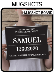 Printable Mugshot Sign Board - Photo Booth Prop - Mug Shot Board - Police Birthday Party, Murder Mystery, Cops & Robbers, Stag, Bachelor Party, Spy Party, CSI - INSTANT DOWNLOAD with Editable text via simonemadeit.com