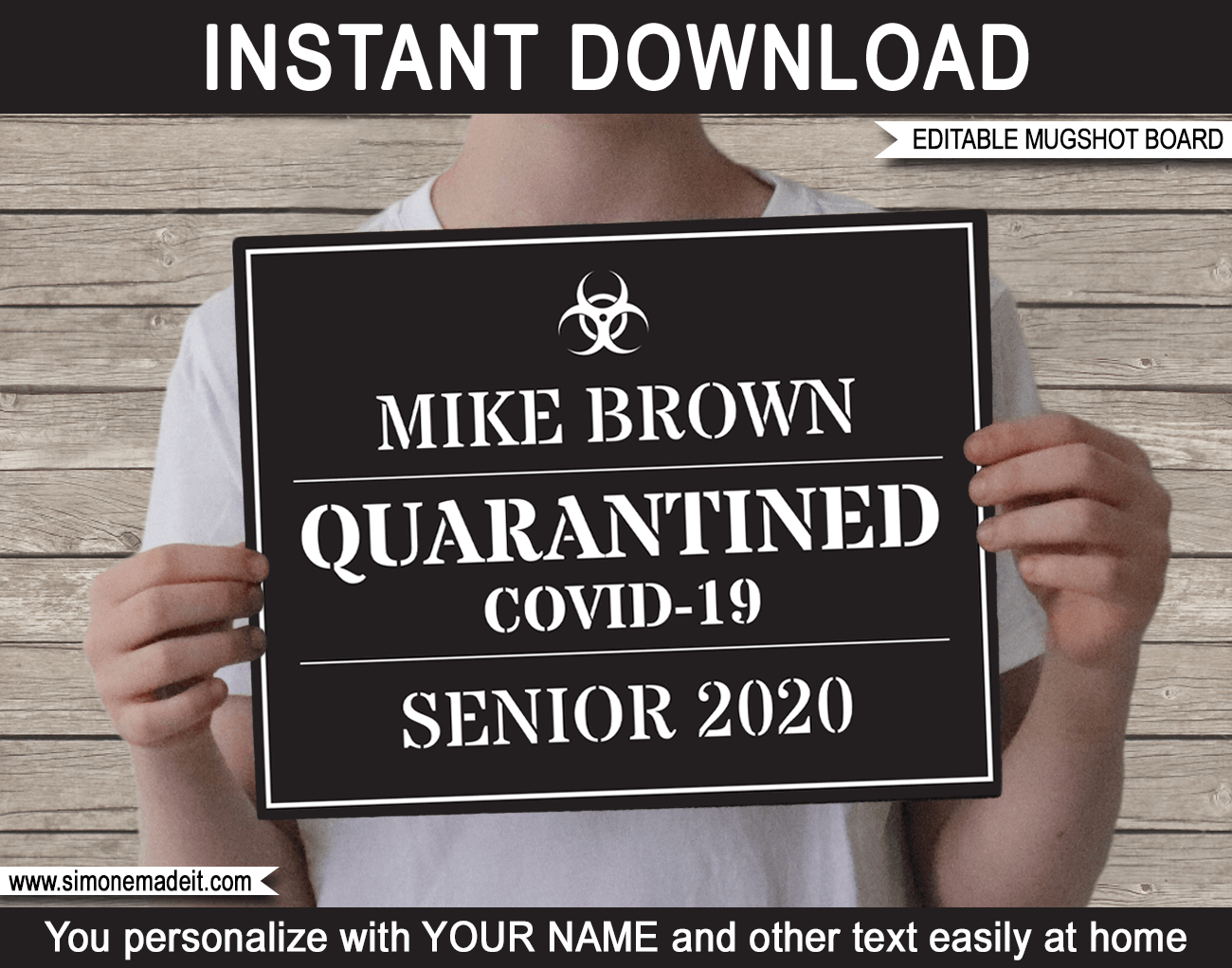 Instantly download this printable Quarantine Mugshot Sign Board template, c...