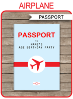 Airplane Party Passport Invitations template