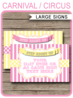 Carnival Party Signs – 11×17 inch + A3 – pink/yellow