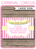 Printable Pink & Yellow Carnival Party Welcome Signs | Editable Text | Editable DIY Template | Circus Theme Party Decorations | $4.00 Instant Download via SIMONEmadeit.com