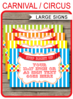 Carnival Party Signs – 11×17 inch + A3 – colorful