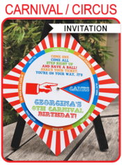 Unique Printable Carnival Invitation Template | Spinner Wheel Invite | Carnival or Circus Party Theme | Birthday Party | Editable DIY Theme Template | INSTANT DOWNLOAD $7.50 via SIMONEmadeit.com
