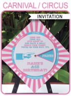 Printable Wheel of Fortune Carnival Birthday Spinner Wheel Invitation Template | DIY Editable Party Invite | Carnival Theme | INSTANT DOWNLOAD $7.50 via SIMONEmadeit.com