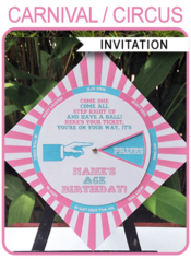Printable Wheel of Fortune Carnival Birthday Spinner Wheel Invitation Template | DIY Editable Party Invite | Carnival Theme | INSTANT DOWNLOAD $7.50 via SIMONEmadeit.com