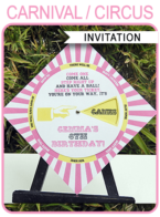 Carnival Spinner Wheel Invitation Template – pink/yellow