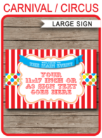 Printable Carnival Welcome Sign Template | Editable Text | Editable Text | Circus Theme Party Decorations | $4.00 Instant Download via SIMONEmadeit.com