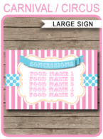 Printable Carnival Birthday Concessions Signs | Editable Text DIY Template | Circus Theme Party Decorations | $4.00 Instant Download via SIMONEmadeit.com