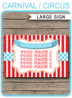 Editable & Printable Circus Concessions Signs DIY Template | Carnival Theme Party Decorations | $4.00 Instant Download via SIMONEmadeit.com