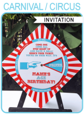 Editable & Printable Unique Circus Spinner Wheel Invitation Template | DIY Birthday Party Invite | Carnival Theme | INSTANT DOWNLOAD $7.50 via SIMONEmadeit.com